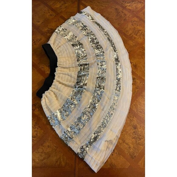 Free People Sparkle And Stripe Sequin Tiered Mini Skirt Size S Holiday Party - Picture 8 of 11